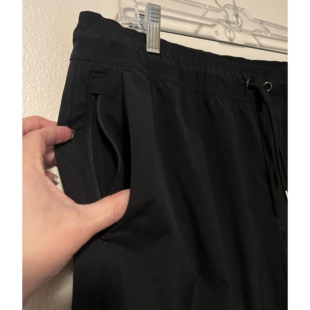 Athleta Midday Mid Rise Crop Poplin Pants Black 658011 Size Large Wide Leg - Picture 3 of 12